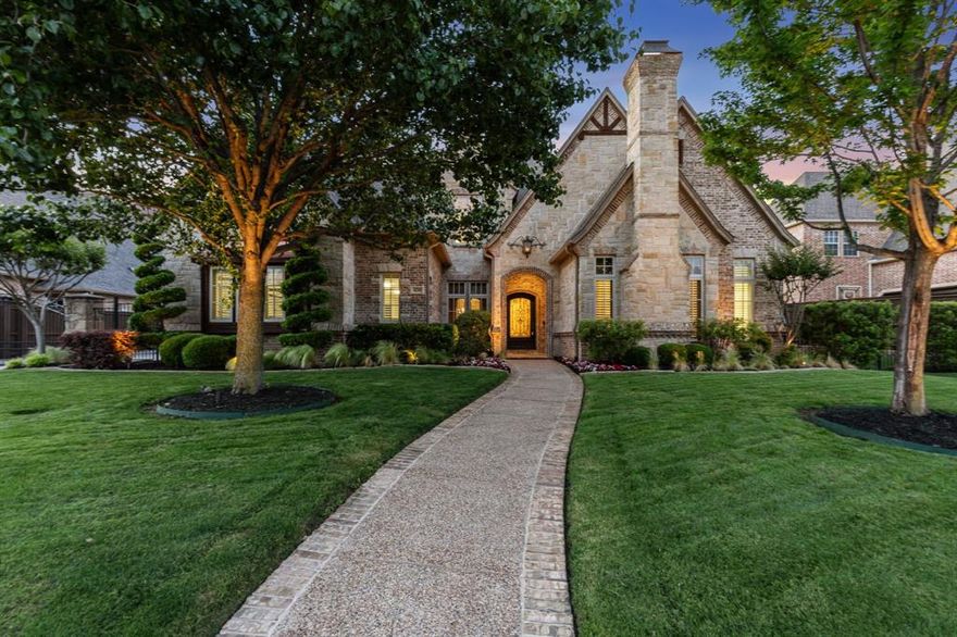 Stunning Pat Gray Custom Home in the Heart of Southlake!  Move-in ready, updated and ideally located, this exquisite home offers unparalleled convenience—walk to DIS, CHS, The Marq, and Bicentennial Park, with quick access to Highway 114, shopping, and DFW airport. Designed for effortless entertaining, the open-concept layout features a bright and airy chef’s kitchen, a cozy hearth breakfast room, a spacious family room, and an elegant wine room. A large downstairs media room ensures movie nights are a breeze. Step outside to your personal oasis—an outdoor kitchen, inviting firepit, and year-round pool create the perfect backdrop for gatherings. The luxurious master suite boasts a sitting area, coffee bar, and a fireplace in the spa-like bath, complete with his-and-hers vanities. The expansive closet provides a seamless walk-through to the home office. A bonus room off the primary suite is perfect for a gym, pet space, craft room, or nursery. With five ensuite bedrooms—two downstairs and three upstairs—each offering generous walk-in closets, comfort is never compromised. The upper level also features a spacious game room with a wet bar or snack bar and a dedicated kids’ study loft.  Recently updated with fresh paint throughout, all new carpet, designer lighting.  Electrical outlets, GFI's and light switches have also been updated. This home is a rare gem that effortlessly blends elegance, convenience, and comfort.  Welcome home!