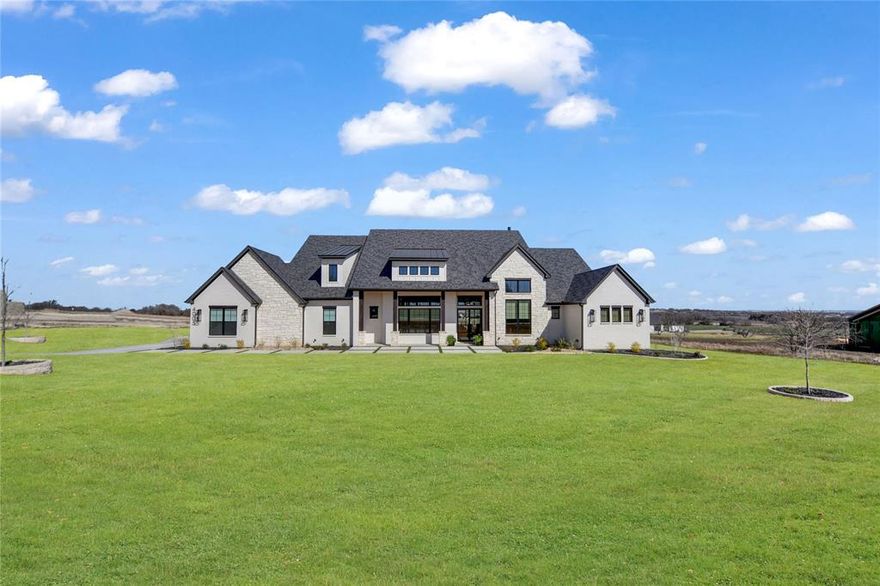 This stunning, CT custom home offers 4 bedroom and 5 and half baths with a thoughtfully designed layout that blends luxury, comfort, and functionality. Inside wood floors throughout, striking ceiling beams add warmth and character to the interior. The home features a dedicated office, and inviting media room, and a spacious game room, providing plenty of room to work, relax, and entertain. The kitchen is truly a gourmet kitchen with large working pantry, custom cabinetry, and dedicated wine room. Primary bedroom has a sitting area and a spa bathroom with a steam shower. Home is energy efficient with quality construction spray foam. heat pump and gas water heater. Step outside to your private patio retreat with an outdoor kitchen, fireplace, pool with spa, putting green, and magnificent views for miles. The outdoor living experience is completed by a 1125 sq feet pool house with a bar and serving window and a fire pit. Total of 5,889 of livable sq footage. Home is wired with a sound system throughout inside and outside the house. This home is top notch through and through.