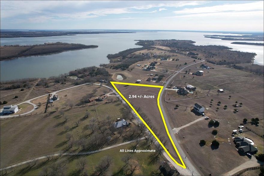Beautiful property on a corner lot with views of Lake Ray Roberts.  Approximately 2.94 acres.  Property has been platted and there is a new survey.  Currently zoned Residential R-2.  See transaction desk for deed restictions. All features, measurements and schools are subject to Buyer's and Buyer's agent verification.