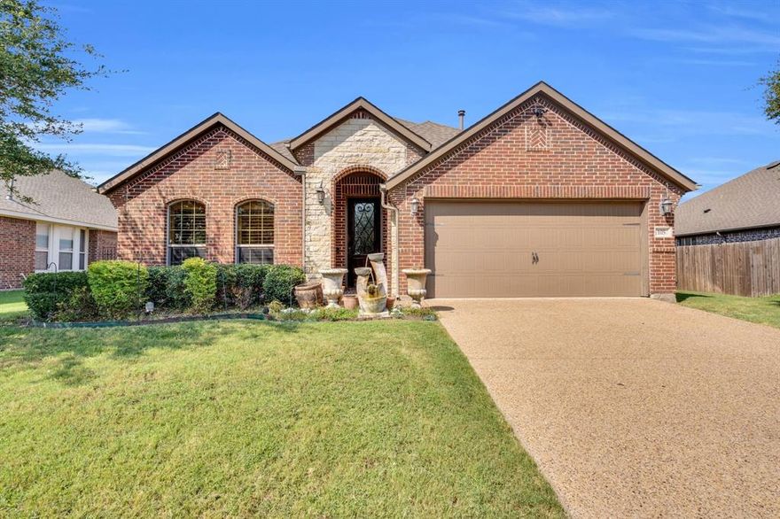 Such a welcoming Waxahachie ISD 4Bed, 2Bath 2Car Garage Brick Home, High Ceilings, Open Floor Plan, Split Bedrooms & Playful Backyard.  It Shows like a Model Home wOversized Tile-Inlay, Roman Arches, Primary Ensuite wCustom Dual Sink Vanity, Separate Shower & Tub.  Kitchen Features a Step-In Pantry, Large Island & More Than Ample Cabs & Counters.  The Front Bedroom can Flex-to-Office too! The Gathering Room includes Fireplace, Split Bedrooms & a Laundry Room wElbow Room too! If you come see it you will want it!!!