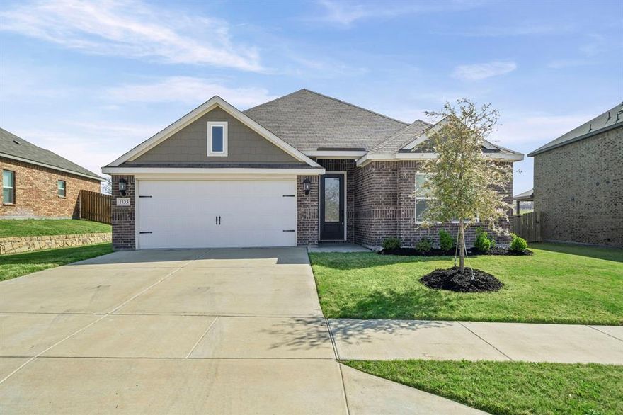 Zero down mortgage available for this home, for more info contact agent. Experience the appeal of newer construction without the wait at 1133 Sleepy Owl. Built in 2024 and impeccably maintained, this like-new floorplan offers refined single-story living with stylish finishes, thoughtful upgrades, and exceptional value.

From the moment you step inside, you’re welcomed by an airy, light-filled layout designed for both effortless entertaining and everyday comfort. A dedicated dining space and expansive living area are enhanced by large windows that fill the home with warmth and natural light. The well-designed floorplan features 3 spacious bedrooms, including a serene primary suite with a private ensuite bath, abundant storage, and a sleek stand-alone shower.

Outdoors, enjoy a generously sized fenced backyard with a patio slab—ideal for al fresco dining, weekend gatherings, or peaceful evenings at home. Offering the look and feel of a brand-new home at a compelling value, this is a rare opportunity to own a beautifully kept, newer-built home without the construction timeline or added expense.