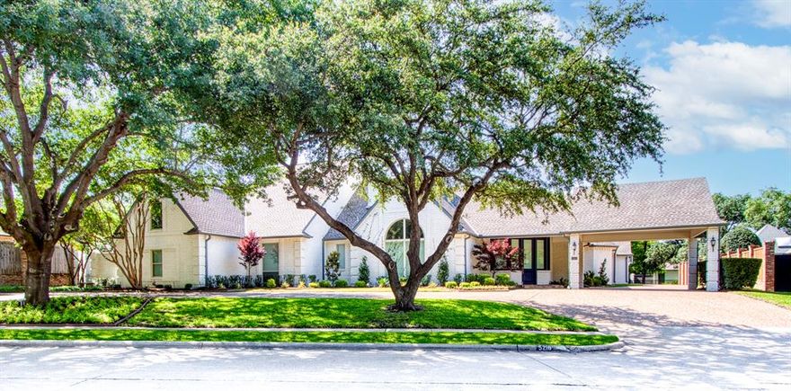 Nestled in the coveted neighborhood of Willow Bend Lakes, this gorgeous estate is framed by mature trees and large circular driveway with porte-cochere. This 1 story home is a sprawling 5400+ sqft with 5 beds and 4.1 baths. 2 primary suites allow for multi-generational living. 1st primary bath fully remodeled with freestanding tub and seamless shower plus new WIC closet system. Several upgrades over the last few years include many cosmetic updates including floors and carpet, electrical panel, water heaters, all windows, and kitchen finishes. Other amenities - office or bonus space, 3 fireplaces, dog wash station (could convert to pool bath), and large laundry room. Oversized greenbelt lot provides peace and privacy. Backyard boasts huge covered patio, pool and elavated spa. Conveniently located off Preston Rd between Park & Parker in Plano where luxury retail, restaurants and daily needs are within minutes. Don't miss your chance to live in this exclusive area! Highly rated Plano ISD