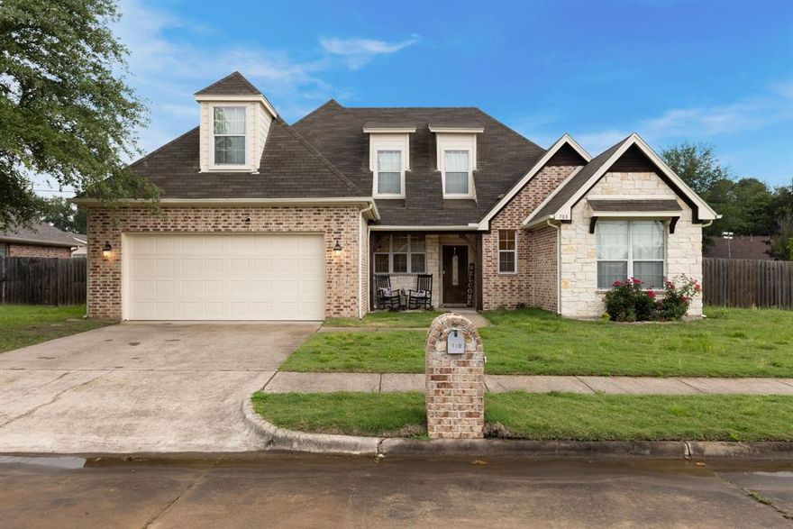 This beautiful 2 story 4-bdrm 3-bthm home located in the Green Acre subdivision is made of a combination of brick and stone, creating a timeless and elegant exterior. Inside, the open floor plan is great for family and entertaining. The house offers ample space for a growing family. The layout includes a spacious office that could easily be converted into a 5th bdrm if desired. The pr bedroom, includes a lrg bthrm with a dbl vanity, sep shower and lrg walk-in closet. This home features generously sized closets, offering plenty of storage space as well as the large fenced in yard with a deck that your family and pets will love. Additionally, the property includes a 2-car garage, providing convenience and protection for vehicles. To further enhance comfort and convenience, the house is equipped with 3 full bathrooms, ensuring that everyone in the household has their own private space. Overall, this home presents a wonderful opportunity for a comfortable and stylish living experience.