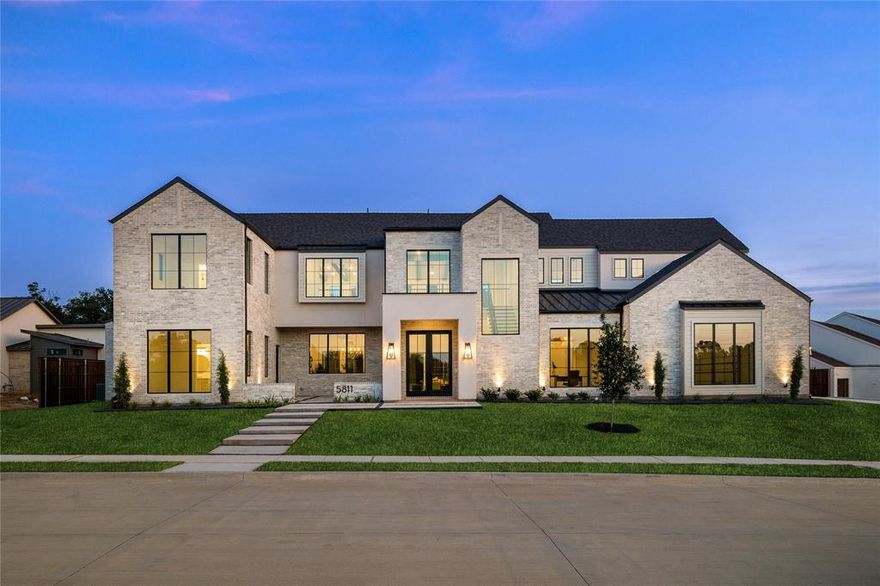 Impeccable modern style abounds in this new construction home located in one of Colleyville's most premier neighborhoods! This beautifully designed Graham Hart Custom Home features soaring ceilings, hardwood flooring, floor to ceiling gas fireplace, gorgeous custom lighting, wood beams, office and a 3 car garage. Finish outs include Delta and Kohler plumbing, custom hunter cabinets, quartz & quartzite counters, designer lighting and custom wood trim throughout. Gourmet kitchen boasts a stunning kitchen island, double oven, dishwasher, sink and plenty of cabinet space. Butler's pantry has a microwave, space for a second fridge and second dishwasher. Glamorous primary suite with decorative lighting, beamed vaulted ceilings, double shower heads, a rain shower head plus his and her custom closets. Incredible floor to ceiling black framed Pella windows and sliding doors provide views of the huge covered patio. *See Agent for special financing options!*