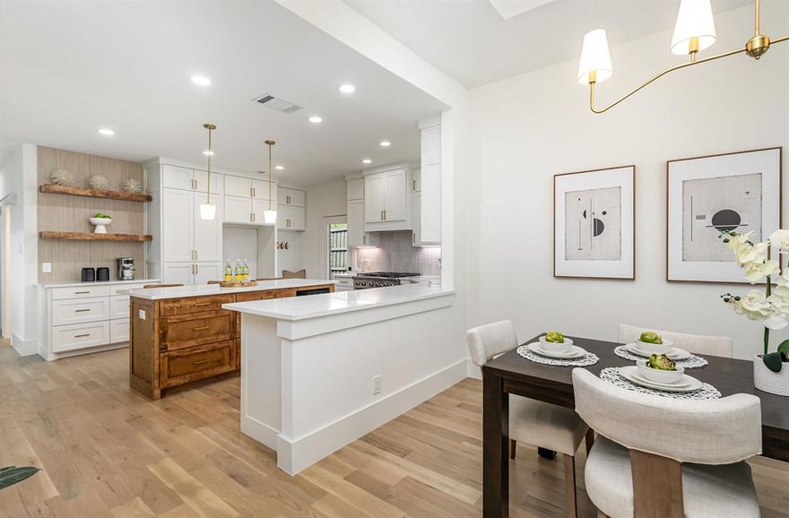 Back on market. This stunningly and thoughtfully renovated home is a must see gem, perfectly situated in the highly sought after and prestigious Lakewood Elementary School district. This nearly 2600 sf home has been masterfully transformed into an open concept living space, showcasing stunning modern touches at every turn. The living area is anchored by an elegant gas fireplace topped with a custom white oak mantle. The seamless flow of gorgeous white oak flooring that extends throughout all common areas is complimented by plush new carpeting in the bedrooms and porcelain tile in the bathrooms. The heart of the home is a brand new gourmet kitchen that is a chef's delight, featuring elegant, custom wood cabinetry, quartz countertops, a central island with a convenient breakfast bar and new stainless appliances including a professional grade 36 inch gas range. Custom built-ins elevate organization including a mud area next to the back door and a generous pull out pantry. Entertain with ease at the custom designed wet bar complete with wine fridge.  Expansive sliding glass doors open on to a serene courtyard and spacious patio, creating a peaceful outdoor retreat. An additional fenced side yard, accessible from the kitchen, is perfect for pets. The primary suite features a completely updated spa like ensuite bath with a truly gorgeous walk-in shower. The versatile upstairs bonus room boasts a half bath, making it an ideal fourth bedroom, game room or private home office. Enjoy significant energy savings with extensive low energy updates including a new roof, HVAC system, water heaters and high quality, low E windows and newly planted trees that ensure a remarkable quiet interior, even on this corner lot. This home offers a 2 car garage with storage closets plus ample room for 4 vehicles in the oversized driveway. This is a rare opportunity to own a home with impeccable craftsmanship and modern sophistication in the esteemed Lakewood Conservation District.