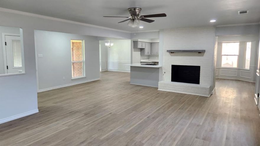 Fully remodeled 4 bedroom 3 bath home on a quiet cul-de-sac street. Open floor concept greets you at the door with a spacious living room with tons of natural light. The kitchen has been completely remodeled with quartz counters and stainless steel appliances. All the popcorn ceilings were removed and the home has been painted top to bottom. Natural colored luxury vinyl flooring throughout the main living areas and the primary bedroom. All secondary bedroom have fresh carpet.  Primary bathroom has a spacious shower with dual heads as well as a sitting area with it's own water source. This home has all the feeling of a modern home with some character charm throughout. Come check it out today. You will be glad you did!