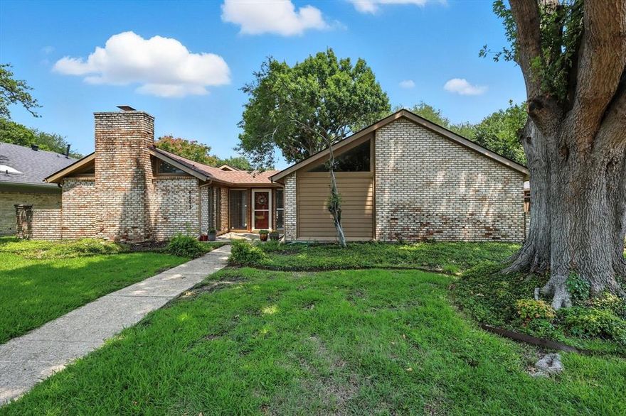 Soft contemporary located on a tree lined street in an established, sought-after North Dallas neighborhood with no HOA and within RISD's top-rated Brentfield Elementary School. As you step into the home, you will find an abundance of windows offering lots of natural light. The living and dining areas have vaulted ceilings, built-in cabinetry, and fireplace with gas logs to stay warm during those cool nights. The eat-in kitchen with granite countertops and Stainless Steel appliances overlooks the private courtyard to enjoy your morning coffee. A large second living area has a high ceiling with built-in shelving and a desk that would make a great office. The spacious primary suite features French doors that open to the private courtyard, and the primary bath features dual sinks, a garden tub, a separate shower and two walk-in closets. The secondary bedrooms are split from the primary suite with ceiling fans and walk-in closets. The home is energy efficient with extra attic insulation, Mylar window inserts, and Enphase solar panels with a 25-year warranty. Interior recently painted with neutral colors. Foundation repaired with a transferable warranty. stainless steel refrigerator and front loading washer and dryer to remain with property. Conveniently located to the Bush Turnpike, the Dallas North Tollway, BaylorScott & White Hospital, Addison and the Galleria for shopping, dining and entertainment, and most importantly, the Wagging Tail Dog Park, for the 4-legged children in your life.
