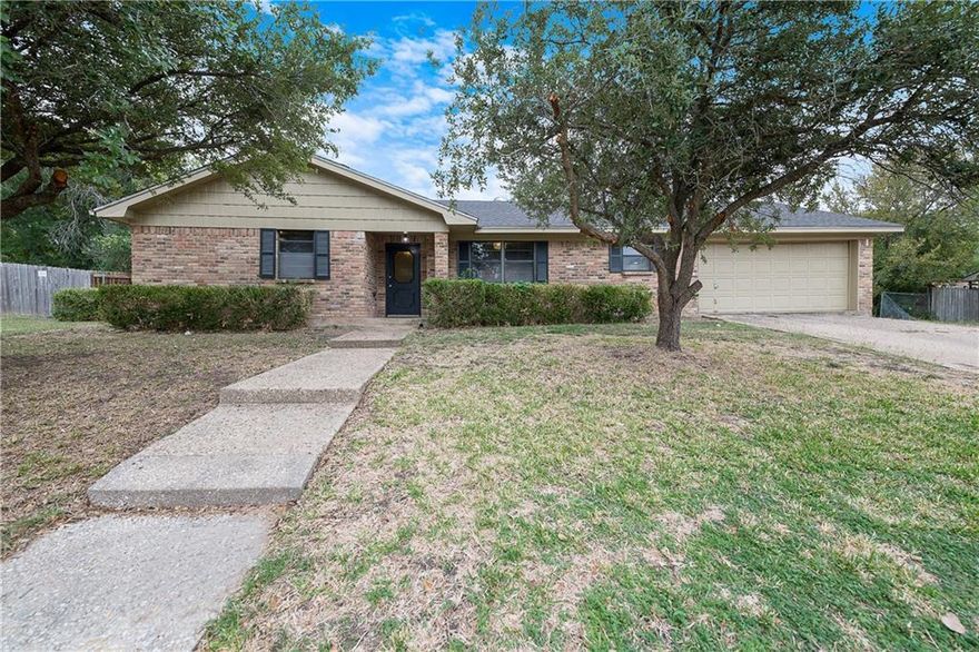 This pretty home has been updated with paint, granite counter tops and faucet in kitchen, tile backsplashes, granite counter tops and fixtures in baths.  Some new light fixtures and cabinet pulls. The flexible floor plan provides choices of two dining areas, office, of formal living and dining room.  This open floor plan provides with storm windows provides a light, airy feel.  The back yard is very large, providing room for entertaining, or room for children or pets to play. The storage building sometime leaks. The previous owner said that there was foundation movement. This owner has never had any foundation work to the house.