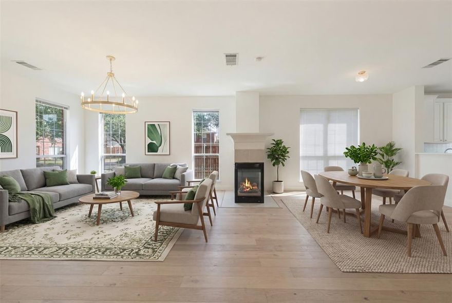 Welcome to this beautifully updated 5-bedroom, 3-bath home in the heart of Frisco, offering a perfect blend of comfort, space, and functionality. The versatile open floorplan features a dual-sided fireplace that adds warmth and charm to both the living and formal dining areas.

The light-filled kitchen shines with white cabinetry, quartz countertops, and new stainless steel appliances, creating a clean and modern feel. A convenient downstairs bedroom provides flexibility for guests or a private home office.

Upstairs, you’ll find four additional spacious bedrooms, including a large primary suite with an ensuite bathroom featuring a soaking tub, separate shower, and an expansive walk-in closet. The additional bedrooms offer plenty of room for a variety of needs, including the option for a media room or secondary living space. An upstairs laundry room enhances the home’s practical layout.

Step outside to a nicely sized, fenced backyard with a patio—perfect for relaxing or entertaining. With HOA-maintained front yard care, this half-duplex offers a low-maintenance lifestyle in a prime Frisco location close to shopping, dining, and everyday conveniences.