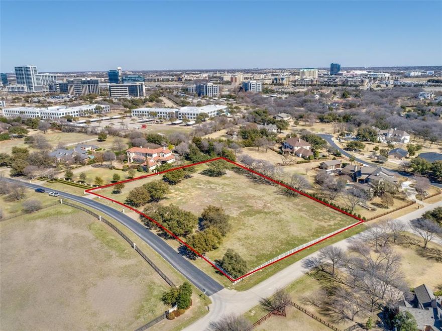 This a PRIME 3 ACRE LOT, situated in STONEBRIAR CREEK ESTATES between the Dallas Cowboy Star complex and Legacy West! This subdivision is known for  oversized, acreage lots and the tranquil setting of West Plano and Frisco.  This is a rare opportunity for the buyer to start from scratch and create their dream home! This is the location for everything, entertainment and fine dining. Stonebriar Creek offers a country feel environment with privacy, a peaceful quiet setting with gently rolling hills. This neighborhood has numerous creeks, large native trees and mature landscaping. A strong WATER WELL has been drilled on property, great for year round lot irrigation. Gated guard house entry with security. Private back entrance off Legacy Rd for owners only. Two culvert entrance points to property. Wrought iron and stone perimeter fencing. Wood fencing along back of lot.  Over 25 strategically located trees, which include fourteen mature LIVE OAKS! Existing survey and site plan, 2022 are available. Bring your builder! Owner