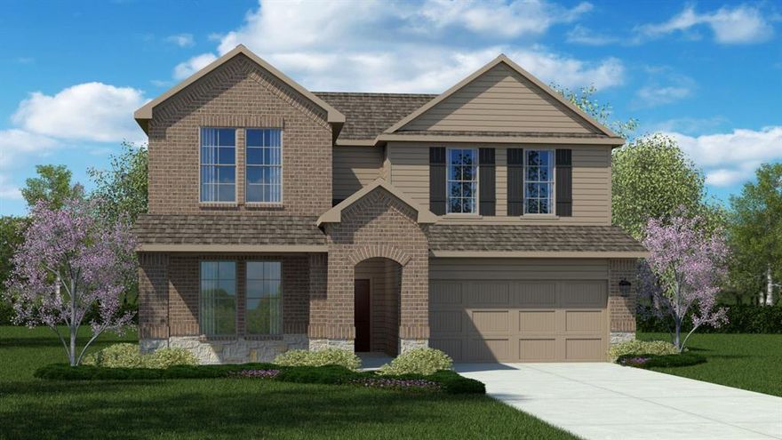 Beautiful new D.R. Horton home in the Rock Creek Ranch community located in Fort Worth and Crowley ISD! The two-story Owl Floorplan, Elevation C, with a quick estimated Winter completion, offers 4 bedrooms, 3 bathrooms, a game room, and a 2-car garage, thoughtfully designed to provide flexible living space with well-defined private and shared areas. The open-concept first floor features a seamless flow between the family room, dining area, and contemporary kitchen, creating a warm and inviting environment ideal for everyday living and entertaining. The kitchen is well-appointed with quartz countertops, 36” painted cabinets, stainless steel appliances, a gas range, stainless steel sink, center island, and a walk-in pantry for added functionality. The private primary suite is conveniently located on the first floor and includes an en-suite bath with dual quartz vanities, a 5-foot oversized shower, and a walk-in closet. A secondary bedroom and full bathroom on the first floor provide added flexibility for guests or a home office. Upstairs, two additional bedrooms share a full bathroom and are complemented by a spacious game room, offering additional living and entertainment space. Luxury vinyl plank flooring enhances the main living areas and wet zones for durability and easy maintenance. Built with energy-efficient construction and equipped with America’s Smart Home Technology. Exterior features include a landscape package, full sprinkler system with rain sensor, and privacy fencing. Planned community amenities include a future pool, parks, playground, and walking trails. Located just two miles from Benbrook Lake with easy access to shopping, Fort Worth attractions, and nearby schools.