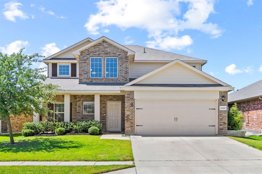 Move-In Ready & Full of Space! Discover this beautifully maintained 2,620 sq ft home in the sought-after Woodcreek community of Fate. Offering 5 bedrooms, 2.5 baths, and two generous living areas, there’s plenty of room for the entire family to spread out and enjoy. This charming brick home features low-maintenance landscaping and a convenient front-facing two-car garage. Step inside to bright, open-concept living, dining, and kitchen spaces—ideal for both everyday living and entertaining. The neutral color palette and thoughtful updates throughout create a warm, modern feel. The kitchen is the heart of the home, complete with a central island, granite countertops, white cabinetry, and abundant storage. A downstairs half bath is perfect for guests, and the spacious primary suite offers a cozy sitting area, walk-in closet, and ensuite bath with a large shower and built-in shelving. Upstairs, a second living area makes a great game room, media space, or kids’ retreat. You’ll also find four additional bedrooms and a shared full bath. Enjoy outdoor living with a covered back patio and a large yard—ideal for a playset or trampoline. Woodcreek residents enjoy access to community amenities including a pool, playgrounds, jogging trails, and more. Plus, you're just minutes from the local elementary school!