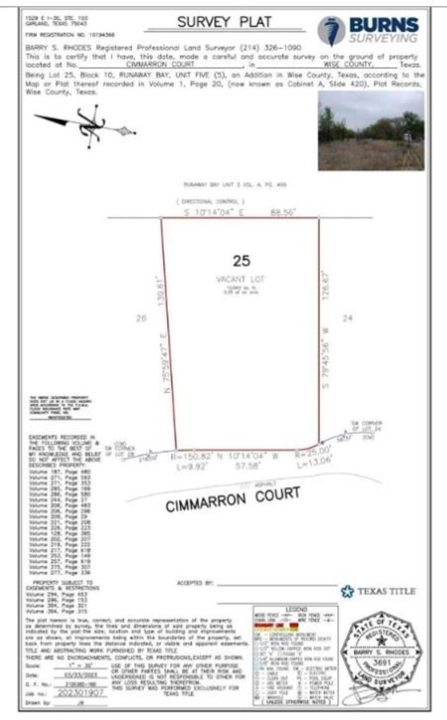 Discover the perfect canvas for your dream home at 119 Cimarron Ct, Runaway Bay, TX 76426! Nestled in the heart of Runaway Bay in Wise County, this prime vacant lot is build-ready and offers an incredible opportunity to create a custom residence tailored to your vision. Located in a tranquil and established neighborhood, this lot provides a serene setting with easy access to the pristine shores of Lake Bridgeport, renowned for its fishing, boating, and recreational activities. Enjoy the benefits of a peaceful community while being just minutes away from local amenities, including the beautiful Runaway Bay Golf Club and Resort