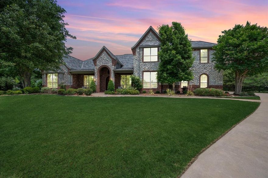 Gorgeous Paul Taylor home in exemplary Lovejoy ISD. Nestled on almost 1.4 acres of meticulously landscaped grounds with recently refinished custom pool & spa with waterfall feature. Enjoy your private oasis in this park-like setting with outdoor living center, large covered patio with built in bar plus outdoor kitchen including grill and Big Green Egg plus TV and outdoor speakers. Primary, guest suite and media downstairs. Formal living being used as office. Study or exercise room could be an additional bedroom. Game room & 2 bedrooms up. Plenty of storage with mudroom & large utility room. Gourmet Kitchen with granite, SS appliances, double oven & built-in custom fridge-freezer. Beautiful millwork & crown molding throughout. Whole house generator, epoxy garage floors plus custom built in garage storage cabinets.  Media room seating will convey. See documents for full list of features and upgrades.