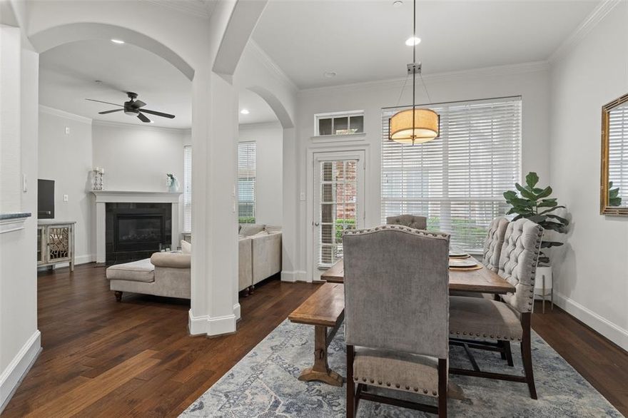 Nestled in a quiet, tucked-away community with unparalleled access to the city, this beautifully maintained condo offers the perfect blend of peaceful living and urban lifestyle—just moments from the charm, dining, and boutique shopping of Lakewood. Step inside to discover an inviting open-concept floor plan filled with natural light, soaring ceilings, elegant archways, and timeless finishes throughout. Rich wood flooring installed in 2015 flows through the main living areas downstairs. The spacious kitchen features abundant cabinetry, granite countertops, stainless steel appliances, a gas range, oversized island, pantry, and extensive prep space. The living room offers a cozy fireplace and expansive windows that bring in beautiful natural light, while the adjacent dining area provides the perfect setting for everyday living or hosting guests. Freshly painted interiors (May 2026) create a bright, modern backdrop complemented by brand new carpet (May 2026). Upstairs, the oversized primary suite serves as a true retreat with generous proportions, plush new carpet, and a spacious ensuite bath complete with dual vanities, soaking tub, separate shower, and large walk-in closet. A versatile third bedroom addition completed in 2023 provides added flexibility for guests, a home office, nursery, or workout space. Additional highlights include a dedicated upstairs flex area, spacious secondary bedrooms, and abundant storage throughout. Thoughtful seller updates include a new HVAC system installed in 2023 with annual tune-ups through Milestone Advantage membership since 2025, upgraded disposal, and oven and microwave both replaced within the last five years. Overhead garage storage will also convey to the buyer for added convenience. Enjoy beautifully maintained community grounds with mature landscaping, tranquil walkways, and an unbeatable Dallas location offering quick access to Downtown, Uptown, White Rock Lake, Greenville Avenue, and major thoroughfares!