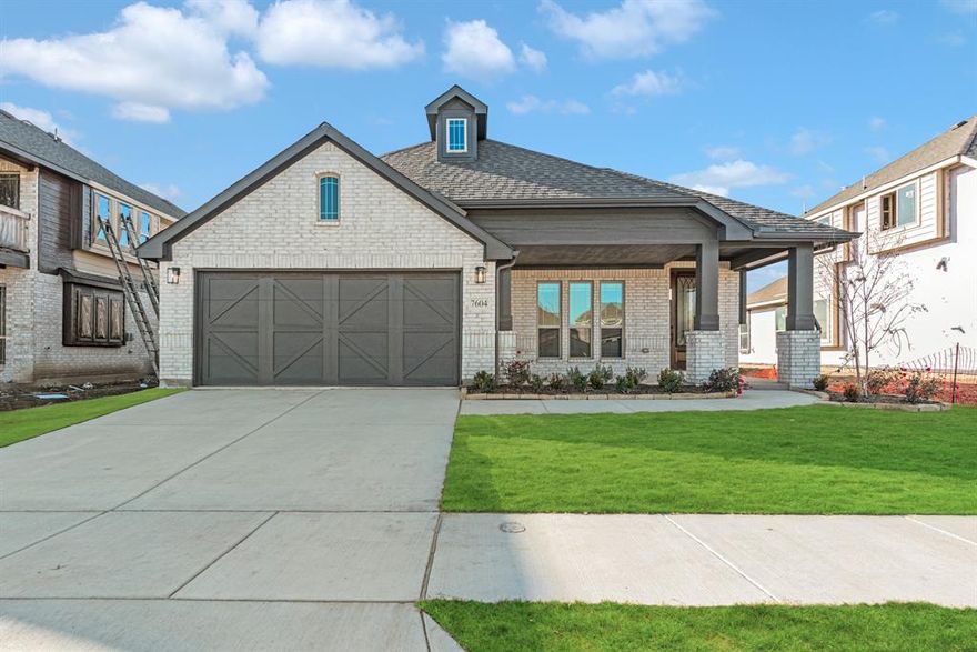 Full of custom upgrades, this single-story charmer is worth taking a look at- NO CARPET! Located on a large east-facing homesite at the end of its street in amenity-filled community- enjoy a pool, multiple parks, and monthly planned events for all ages. The Dogwood plan from Bloomfield Homes is an open concept layout featuring 3 bedrooms, 2 baths, and a transitional living space that's easy to feel at home in. Lined with windows & Laminate Wood floors, the kitchen eases into the dining and Family Room for a truly inspirational vision. Study off the entrance has Glass French Doors, perfect for a home office, or use as dining room. Kitchen has upgrades like a trash pull-out, pot & pan drawers, bullnose granite, accent tile at backsplash, and farm sink. Extra electrical including surround sound, toe kick motion lighting, and undercabinet lighting are thoughtful additions. Other upgrades include light brick & buff mortar, extra upper cabinets, 2-car garage, gas drop, blinds, and gutters.