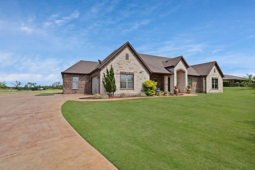 ***SHOWINGS WILL RESUME NOVEMBER 10!!! Beautiful 2018 Custom Home on Over an Acre with Pool! Gated Property! Located just outside the city limits, this stunning 2018-built home offers a perfect blend of comfort, privacy, and style. The spacious open floor plan features custom details throughout, including a dedicated office space ideal for working from home. Step outside to your own private retreat, an inviting pool perfect for entertaining, a stained concrete driveway, and a gated entrance offering both security and curb appeal. The home sits on just over an acre, providing ample space for outdoor enjoyment and gatherings. The primary suite is a true escape, complete with a luxurious jetted tub. Whether you’re hosting guests or enjoying quiet evenings at home, this property is designed to impress.