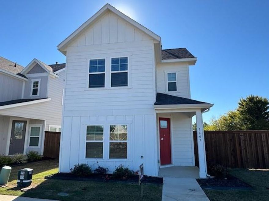 Welcome to this charming 2-bedroom, 2.5-bath Craftsman-style home, ideally situated just minutes from downtown Gainesville, I-35, and directly across from the NCTC campus—offering unbeatable convenience and walkability.

Designed with both comfort and functionality in mind, the open concept main level includes a dedicated study, perfect for remote work, hobbies, or a cozy reading retreat. The spacious kitchen features granite countertops, stainless steel appliances, a large pantry, and modern cabinetry, making it a standout space for cooking, hosting, and everyday living. Upstairs, the primary suite offers a relaxing getaway with a walk-in closet, separate shower, and garden tub. The second bedroom also includes a private en-suite bath with an oversized shower, providing comfort and privacy for guests or roommates. A conveniently located utility room and nearby hall linen closet add thoughtful practicality and extra storage. Step outside to enjoy your private fenced backyard, while the HOA maintains the front yard, allowing for truly low-maintenance living. Additional touches include window blinds throughout and classic Craftsman architectural details that enhance the home’s timeless appeal. This home combines location, comfort, and style—schedule your showing today and come see why it’s the perfect place to call home!