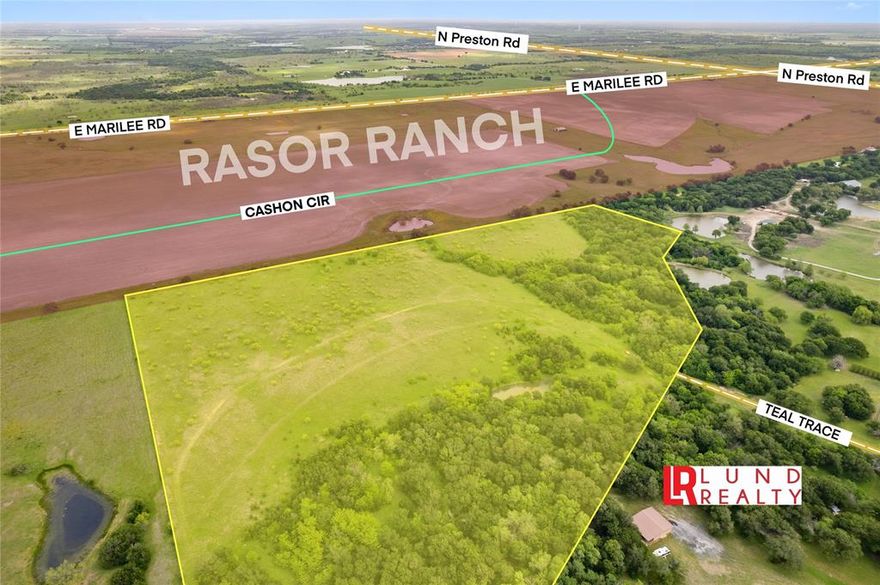 Motivated Seller! Bring Your Offer! HARD TO FIND INVESTMENT OPPORTUNITY IN CELINA! AT $102,000 Per Acre. A HIGHLY SOUGHT AFTER CELINA ISD! Sanitary Sewer and Water! 34.24 Acres Previously Owned by Jerry Jones' Blue Star Only Two Grantors Down The Chain of Title. This Tract is Perfectly Nestled Between Preston Rd, Celina Pkwy, and Dallas Tollway! At the Prestigious Preston Lakes Community With Sprawling Spacious Estates Through Its Expansive Acreages. The Access is Through Preston Lakes and Through Abutting Rasor Ranch, a Major Planned Development. Phase I of Rasor Ranch Is Undergoing Construction. Flat pasture,
 Some Trees, No HOA, No Restrictions, No Easements. Utilities Available. Water Line at Preston Lakes and North  at Rasor Ranch. Sanitary Sewer is at 
 the North Boundary.