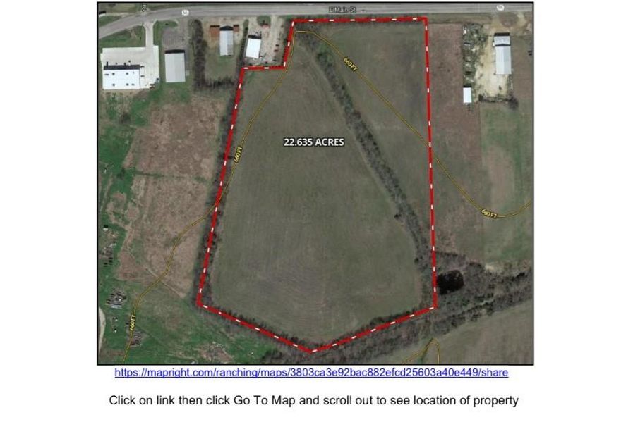 This is a rare value-add investment opportunity in a high growth corridor, ideal for developers and investors looking to capitalize on the expanding demand in North Texas.
This site is ideally positioned for a single family residential development, with an initial plat prepared for approximately 104 Homes. All major utilities are available, including water, sewer and electricity making it a ready to develop opportunity.
Excellent location near future growth and Bois D'Arc lake!