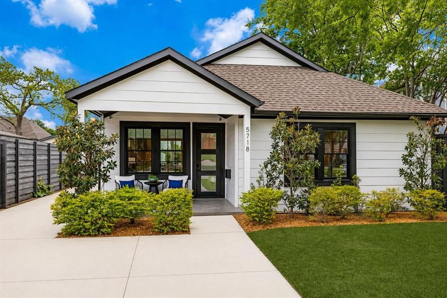 This beautifully reimagined and fully remodeled craftsman home with a detached two story ADU, located within walking distance to vibrant dining, shopping, and nightlife of Lower Greenville, blends modern design with effortless livability. From the moment you arrive, the charming curb appeal and inviting covered front porch set the tone for what’s inside. Step into a light-filled interior featuring soaring vaulted ceilings, crisp white shiplap walls, and wide-plank wood floors throughout. The open concept living, dining, and kitchen spaces create a seamless flow—perfect for both
everyday living and entertaining. The designer kitchen is a true showstopper, offering sleek custom cabinetry, a large island, premium appliances, and striking finishes that balance warmth and sophistication. The spacious primary suite provides a serene retreat with spa-like bath, oversized walk-in shower, dual vanities, and generous closet space. Secondary bedrooms are equally well-appointed, with thoughtful design and abundant natural light throughout. Enjoy outdoor living with a private backyard and covered patio, perfect for relaxing or Entertaining Year-round One of the property’s most exceptional highlights is the detached guest house with approximately 1,086 sq ft, featuring 2 bedrooms and 2 full bathrooms, and a full kitchen—perfect for hosting guests or creating a private retreat. In addition, the home offers a rare 3-car garage, providing ample space for parking, storage, and everyday convenience. Located in the heart of Lower Greenville, this turnkey home offers the perfect combination of style,
function, and location.