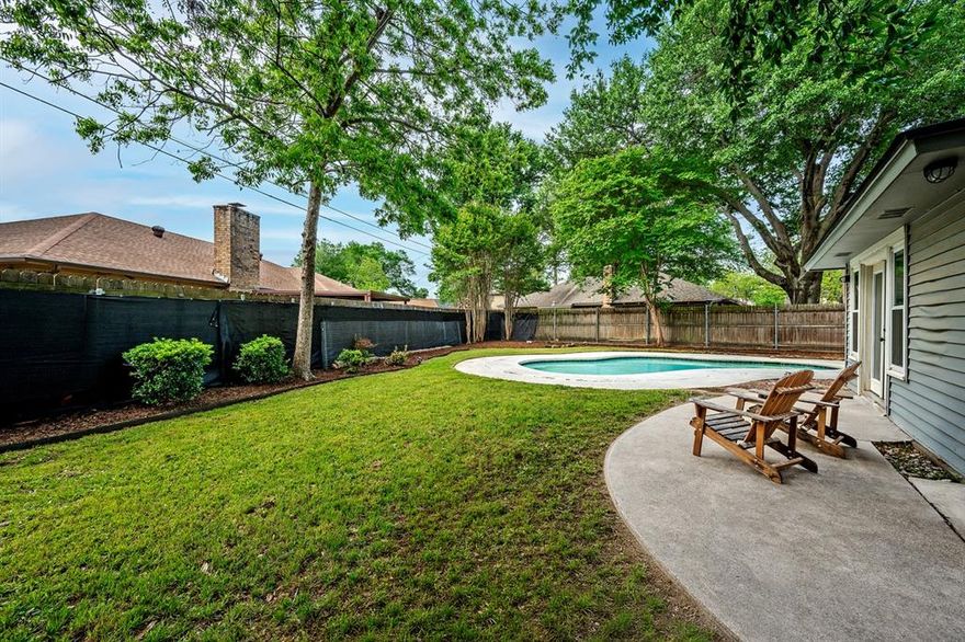 BEAUTIFUL ONE STORY with SPARKLING POOL in popular HUNTWICK neighborhood ready for NEW OWNERS! SPACIOUS home with 3 bedrooms, OPEN kitchen, 2 HUGE LIVING ROOMS each with OWN FIREPLACE and BRIGHT BREAKFAST NOOK with BAY WINDOWS! ALL the UPGRADES-STAINLESS STEEL appliances, SMOOTH COOKTOP, MICROWAVE, decorative LIGHTING, oversized CERAMIC TILE, floor to ceiling BRICK fireplaces, CEILING FANS, DECORATIVE FRONT DOOR, CEDAR BEAMS, updated MASTER BATH with oversized SHOWER! HUGE BACKYARD great for entertaining, MATURE TREES, pretty LANDSCAPING, SHED, GUNITE POOL, FRONT PORCH elevation and much much more! Windows, HVAC, Shower in Master Bath, Fencing and gate all replaced 4 years ago! WALKING DISTANCE to parks and schools!!