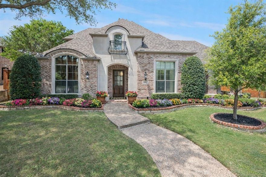 Look no further for the perfect blend of elegance and comfort in this beautifully updated Huntington-built home located in the highly sought-after La Cima Manor neighborhood of Stonebridge Ranch. Thoughtfully designed with both everyday living and entertaining in mind, this exceptional residence offers a functional floorplan with the primary suite, private guest suite with a full shower bath, and dedicated study conveniently located on the main level. Upstairs features a spacious game room, media room, and three additional bedrooms, including one split next to a full bath and two connected by a Jack-and-Jill bath with smart mirrors and walk-in closets. The heart of the home is the open-concept living area, where the updated kitchen flows seamlessly into the breakfast area and family room. Entertain with ease in the formal dining room or gather around the oversized counter-height bar. The enclosed patio with a stone fireplace and raised hearth creates the perfect year-round retreat for relaxing or watching the big game. Extensive high-end upgrades elevate every space, including gorgeous whole-home flooring, modern designer lighting, hand-selected quartzite countertops in the kitchen and baths, and custom cabinetry in the kitchen and all guest bathrooms. The chef’s kitchen is appointed with premium Thermador appliances including a Pro Grand range and microwave, along with a Bosch 800 Series dishwasher. The luxurious primary bath offers radiant heated floors, dual shower heads, and separate water closets for a spa-like experience. Additional home highlights include custom drapery, theater seating in the media room and three-car garage spaces—providing the ultimate in comfort, convenience, and modern living. This exceptional home combines timeless style, quality craftsmanship, and luxury amenities in one of McKinney’s premier communities. (A list of Features and Upgrades can be found in MLS documents.)