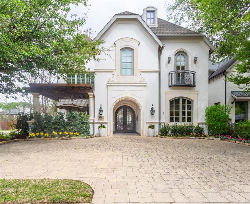 Fabulous custom-built home in Devonshire features an open floor plan ideal for everyday living & entertaining. Walking distance to Inwood Village, this 4-bedroom home offers high ceilings, hardwood floors, natural light & ELEVATOR. Covered front porch & gated outdoor patio welcomes you to the light-filled entry, flanked by dining room & ADA accessible downstairs bedroom (which could also be used as an office.) Chef's kitchen w island, Sub Zero & Wolf appliances, butler's & walk-in pantry & stone counters opens to breakfast room & den. Oversized utility room off the kitchen. Two-story Great Room has built-ins, fireplace, private bar, & large wall of windows with views of landscaped courtyard. Upstairs includes 2 primary suites & 1 additional bedroom, each w plentiful closets & baths. Oversized 2-car garage + a 3rd gated & covered parking spot which can be additional patio in the courtyard. This low-maintenance home is a great value in one of the most desirable neighborhoods in Dallas.