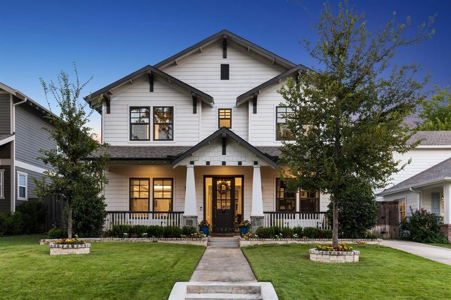 Experience craftsmanship in this meticulously designed Vickery Place residence. Built in 2016, every detail exudes a curated, one-of-a-kind aesthetic. Highlights include two marble gas log fireplaces, designer light fixtures, craftsman-style moldings, and custom window treatments. Wood beams add character, while a custom brass and stainless Vent-a-Hood complements the Wolf Sub-zero appliances in the kitchen. An oversized 12 ft island beckons gatherings, and a Scotsman Sonic Ice Machine promises refreshment. Additional features encompass a Butler’s Pantry with warming drawer and wine fridge, a full sitting bar upstairs, and a custom wood-paneled entertainment wall with multiple TVs and HD projector. The marble master bath boasts an oversized shower with dual heads and body jets, alongside a luxurious soaking tub. The master closet, oversized laundry room, and new landscaping further enhance the home's appeal.