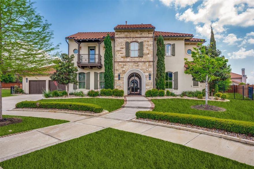 Located in Newman Village this highly desirable Mediterranean-inspired Darling built estate situated on over a half-acre with a four car garage blends timeless architecture with modern luxury, offering an exceptional living experience both indoors and out. A striking stucco façade, tile roof, and manicured landscaping create unforgettable curb appeal, while the private gated courtyard entry opening to a casita with a private entrance sets the tone for what lies within. Inside, soaring ceilings with exposed wood beams and expansive sliding glass doors fill the home with natural light and seamlessly connect the living spaces to the outdoors. Designed for both everyday living and entertaining, the open-concept floor plan features a spacious living area, a chef’s kitchen with a dedicated prep kitchen showcasing a large island, premium appliances, custom cabinetry and a dedicated dining space. The home also includes a private study, downstairs media room, and generously sized bedrooms, featuring 3 bedrooms down, 2 bedrooms up with a game room, a separate nanny room, and a downstairs casita. The luxurious primary suite offers a spa-like bath with a soaking tub, oversized glass shower, and dual vanities. Step outside to your own backyard retreat, complete with a covered patio, outdoor kitchen, and an expansive yard with plenty of room for a pool or play. With thoughtful design, high-end finishes, and exceptional indoor-outdoor flow, this home delivers refined living in every detail.