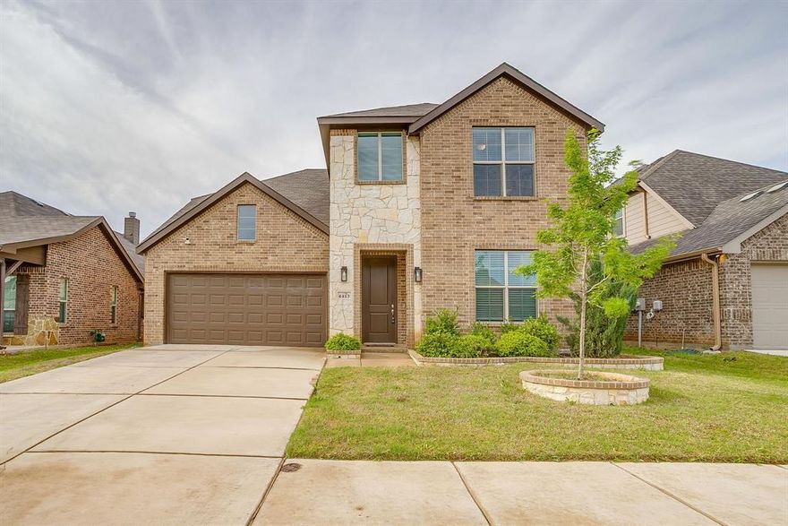Stunning 5 bedroom home south of Fort Worth in the Crowley area. 3 full baths, 2 living areas, and lots of storage space. Open floor plan with high ceilings throughout. The kitchen features granite countertops, stainless steel appliances, gas stove,  a big island, and lots of cabinet space. Walk in pantry too. Island with breakfast bar seating for 4. Great space for all your entertaining needs. Ensuite bath in master with separate tub and walk in shower. Walk in closet too! Double sinks in each bath.  Beautiful backyard with covered and open patio space, firepit, and privacy. Community pool, playground, walking trails, sports courts, dog stations, soccer fields, and so much more! Easy access to schools, shopping, and restaurants.