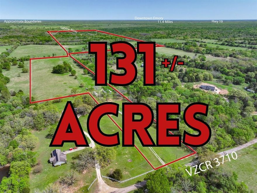 Situated in the heart of Edgewood, Texas, this approximate 131-acre property offers a unique blend of pastureland and woods, making it the perfect combination for both livestock and hunting. The land features fenced and cross-fenced pastures south of the powerlines, providing ample grazing space for livestock. The northernmost section of the property is graced by the Sabine River, flowing through the lush wooded area, creating a serene setting. Due to occasional high water, the Sabine River bottom has limited fencing, making it an ideal area for hunting. The property has a proven history of exceptional hunting, with a remarkable 23-point buck harvested on the property, further adding to its appeal for outdoor enthusiasts. An easement in place ensures easy access to the North pastures, providing flexibility for land use.
The unique, custom bardominium style, two-story home on the property has a total of 3 bedrooms and 2 full baths. Potential multi-family use with a full kitchen and living area both up and down stairs. The primary bedroom downstairs boasts hardwood paneling, hand-harvested and milled directly from the property’s own trees, adding a personal, rustic touch. Located in Edgewood ISD, this property offers the perfect blend of recreational and practical uses, making it a rare find for those seeking a peaceful, productive land investment. 
Whether you’re looking to run cattle, hunt, or simply enjoy nature, this property offers endless possibilities.