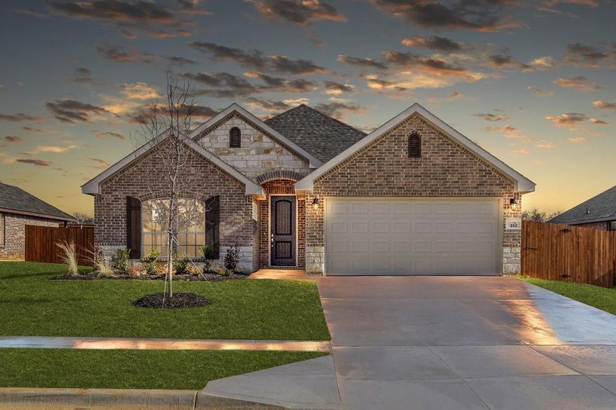 MLS# 20294501 - Built by Antares Homes - Ready Now! ~ - - Covered Patio! -Wood Look Tile Flooring! This open-concept home is perfect for entertaining! The kitchen features ample storage and counter space, granite countertops, stainless steel appliances, an 11ft island with pendant lights, and a large walk-in pantry. The exclusive master suite is set back from the family room, providing parents optimal privacy and relaxation at the end of each day. Enjoy a large room with vaulted ceilings. The adjoined master bathroom is complete with a dual sink vanity, a separate walk-in shower, a large garden tub, and a spacious walk-in closet. Two additional bedrooms are housed in their own wing, making them perfect for kids or guests. Both bedrooms have easy access to a full bathroom. For added privacy and convenience, direct access to the two-car garage is located at the front of the home through the full-sized utility room!