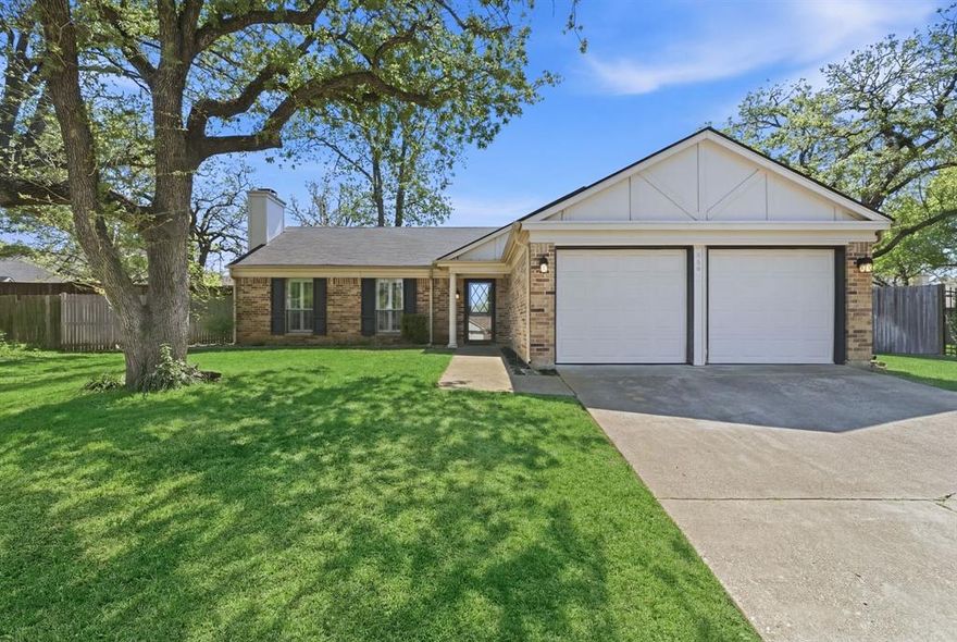 Back On Market! Don’t miss your opportunity to own this move-in-ready home! Tucked away on a quiet cul-de-sac, this beautifully updated 3-bedroom, 2-bath home blends modern design with everyday comfort in all the right ways. From the moment you step inside, you’re greeted by a striking accent wall and a light-filled living room featuring vaulted ceilings, plantation shutters, and a stylish wood-burning fireplace. A unique octagon window adds architectural charm while inviting in natural light. The open-concept layout flows effortlessly into the dining area and a fully renovated 2026 kitchen, where sleek quartz countertops, a full backsplash, new cabinetry, and a farmhouse sink overlooking the backyard create a space that’s both functional and elevated. The spacious primary suite offers a relaxing sitting area, a walk-in closet, and a ceiling fan, creating a comfortable retreat. The two additional bedrooms feature ceiling fans and plantation shutters, offering both style and functionality, while the bathrooms are thoughtfully updated with granite countertops and modern finishes. Step outside to a private, just shy of a quarter-acre, pool-size backyard with dual patio spaces, perfect for entertaining or unwinding. Additional upgrades include fresh paint, modern interior doors with black matte hardware, a smart thermostat, updated decorative and LED lighting, and a 2019 AC. Located in H-E-B ISD with no HOA and easy access to 121, 360, and 183, this home delivers both style and convenience.