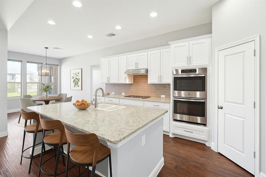 Welcome to your dream home in the Harvest community within Argyle ISD! This stunning 5 bed, 4 bath features a NEW ROOF and hand scraped, hardwood flooring. Fabulous, open floor plan that seamlessly connects the spacious living areas. The main level has a private office, 2 beds and 2 full baths providing convenience and flexibility for various living arrangements. The chef's kitchen features granite countertops, double ovens, large island and walk in pantry. The formal dining area is perfect for hosting. Upstairs, discover more spacious bedrooms, and a versatile game room as well as a separate desk area for school or work. For car enthusiasts or those in need of extra storage, the 3-car garage provides ample space for vehicles and belongings. Great location within Harvest close to Central Park and The Red Barn. Don't miss out on this beautiful home priced below market value.  Located in the heart of the neighborhood!