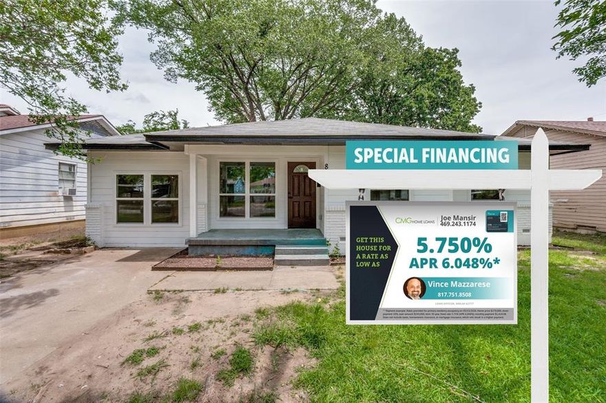 Seller Paid Rate-Buydown Below. Welcome to 814 Wideman Dr, a beautifully reimagined home in Dallas offering the feel of new construction with the charm of an established neighborhood. This 3 bedroom, 2 bathroom residence spans 1,344 square feet and has been thoughtfully updated from top to bottom, delivering modern comfort and peace of mind. Inside, you’ll find durable and stylish luxury vinyl plank flooring throughout, creating a seamless flow across the entire home while complementing the light-filled living spaces. The open layout provides a functional design ideal for both everyday living and entertaining, with a welcoming atmosphere the moment you walk in. What truly sets this home apart is the extensive list of major upgrades, including brand new electrical, HVAC system, plumbing, roof, and insulation, making it feel essentially like a brand new home without the new construction price tag. The kitchen and living areas connect effortlessly, offering flexibility for gatherings, while the well-sized bedrooms provide comfort and privacy for all. Whether you’re a first-time buyer or looking to upgrade, this home delivers exceptional value with its like-new condition and modern finishes. Conveniently located with easy access to major highways, shopping, and dining, this move-in ready property is an opportunity you don’t want to miss. This house comes with a REDUCED RATE as low as 5.75% (APR 6.048%) as of May 15, 2026 through List & Lock™. This is a seller paid rate-buydown that reduces the buyer’s interest rate and monthly payment. Terms apply, see disclosures for more information.