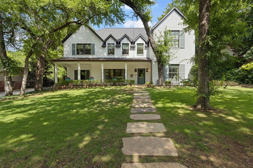 Outstanding 5-bed 3.5 bath home in Tanglewood, ready to welcome you home! The wide front porch features porch swing for beautiful Fort Worth sunsets. The front door opens onto foyer which leads to formal dining room and living room on the left and the guest bedroom and full bath on the right. Through the foyer leads to the family room with gas fireplace and open kitchen with bar for seating, breakfast area, pantry and butler pantry with display cabinets. Through the kitchen is a desk space, a mudroom, the laundry room and access to the attached garage. The primary bedroom features two walk-in closets and an open en-suite bathroom with separate tub, shower and water closet. Upstairs is a large, open game room, 3 bedrooms and 1.5 baths. The back yard features an extraordinary outdoor entertaining space with outdoor kitchen, mosquito mist system and invisible fence. The wide back yard backs to trees, adding to extra privacy. Walk to Tanglewood Elem and TCU. Schedule your showing today!