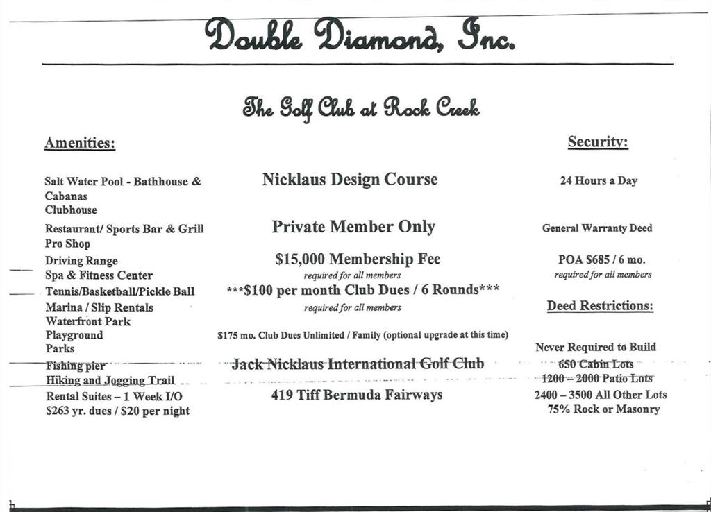 Rock Creek Resorts - Land