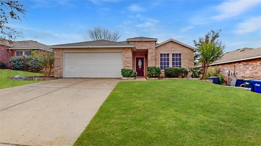 Recently updated single-story with beautiful brick elevation and immaculate landscaping! Terrific North McKinney location just minutes from 75 and endless dining and entertainment options off 380! Inside you will find 3 bedrooms, 2 full baths, formal dining space, and 2-car garage! Upgrades and amenities include neutral paint tones throughout, extensive crown molding and trimmed windows, laminate flooring throughout main living areas with plush carpeting in all bedrooms, cozy brick family room fireplace, open-concept kitchen and living layout perfect for entertaining, and MORE! Spacious kitchen boasts granite countertops, island with breakfast bar and pendant lighting, bright white cabinetry, stainless appliances, and adjacent dining area. Large primary bedroom secluded at the rear of the home offers a beautifully updated bath with dual sink vanity. Private backyard is complete with a mature shade tree, an expansive flagstone patio and pergola, and large storage shed!