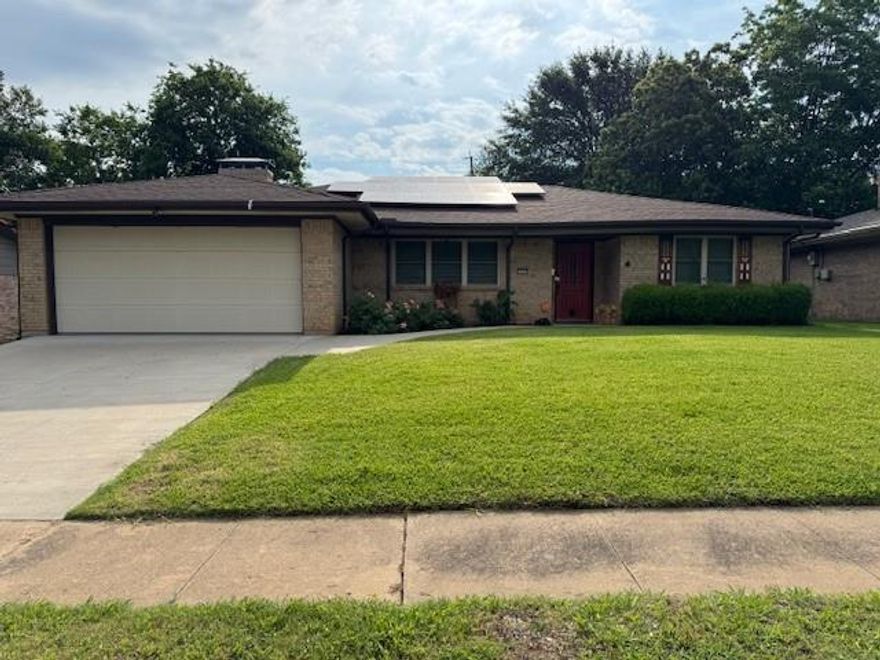 Move-In ready home in a quiet neighborhood  Walk to Fairview Park or the new Fairview school.  This home has an updated kitchen and bath.  The roomf is 2 years old and includes solar panels that were installed 5 years ago.  Spend your leisure hours in the backyard beside the sparkling pool.  The backyard boasts a cabana, raised gardening beds and a new fence.