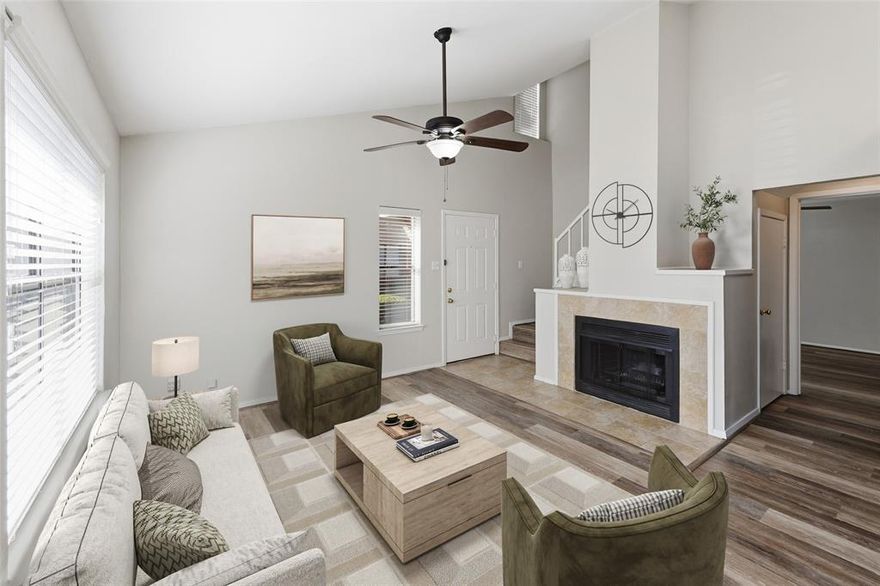 Approximately $40,000 in recent renovations make this townhome truly stand out. Major upgrades include a new electrical panel with whole-house surge protection, new A-C, furnace, and thermostat, luxury vinyl plank flooring throughout both levels, and fresh paint on walls and woodwork. The kitchen has been enhanced with a high-end double-oven range, upgraded faucet, and a striking dining-room chandelier. Adding even more value, the HOA is scheduled to replace the patio fence in January 2026. Nestled in the gated Cedar Creek community, this stylishly updated townhome offers contemporary design and everyday comfort in a prime Central Fort Worth location. Light luxury flooring flows throughout the home (excluding bathrooms), complemented by modern light fixtures and ceiling fans that enhance the home’s clean, updated aesthetic. Bright, airy interiors create an inviting atmosphere throughout. The kitchen is a standout feature, showcasing stainless steel appliances, granite countertops, and elegant lighting—perfect for both casual meals and entertaining. Designed with flexibility in mind, the home features two bedrooms with ensuite baths, one upstairs and one downstairs, making it ideal for roommates, guests, or a private home office setup. Sliding glass doors open to a private courtyard, perfect for relaxing with a book, gardening, or grilling—completing this move-in-ready home that blends modern updates, comfort, and location seamlessly.