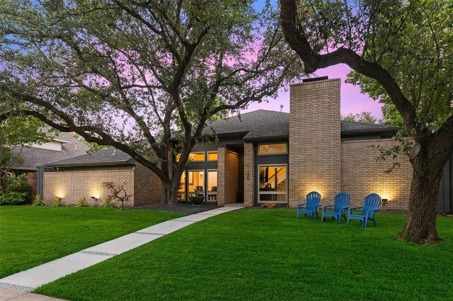 This stunning Prestonwood home strikes the perfect balance between contemporary and traditional. You and your guests are welcomed with showstopping curb appeal, meticulous landscaping, and mature shade trees. Step inside to find a very versatile floor plan with soaring ceilings, stylish fixtures, beautiful flooring, thoughtful and functional design elements, large open living spaces and a fantastic indoor-outdoor connection featuring multiple private courtyards and walls of windows inviting nature and natural light inside. With over 3,200 square feet of living space, this spacious home boasts 4 bedrooms and 3 baths with first floor owner’s retreat and guest bedroom and bath. Upstairs you will find sizeable secondary bedrooms and a 3rd living area. The backyard is decked with all the comforts that make you forget your worries and relax! Enjoy a luxurious heated pool, spa, soothing water features and multiple outdoor living, dining and entertaining spaces along with chef's herb garden.