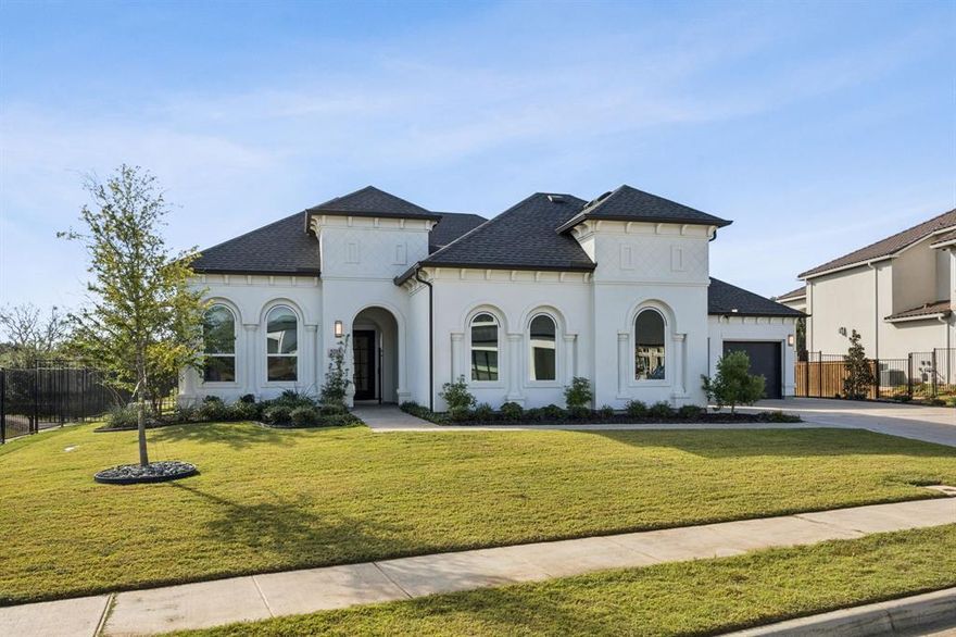 BREATHTAKING WATERVIEWS!! Stucco, 1.5 story Mediterranean, on ONE-OF-A-KIND, $300K prem elevated .47 acre lot, offering every LIFESTYLE LUXURY. Private Courtyard entry, iron security gates. Oversized waterfall custom Calcutta Island, Dual Convection Oven, microwave drawer, 6 burner gas stovetop, trash pull-out and addtl storage cabinets below island. Custom walk-in pantry. Separate dining has motorized shades, B-I Wine area, glass doors and puck lights. Custom B-I office w puck lights, motorized shades and modern Barn door for privacy. His & her separate custom walk-in closets. Fabulous double entry shower, walk-in 14 ft length DUAL rain showers & dual heads. Separate soak tub with handheld sprayer. Dual modern lit Medicine cabinet mirrors and sit-down vanity area. B-I custom mudroom, 4 car garage with B-I cabs and custom B-I laundry room. Designer lights, wallpaper & accents thru out home.2 Lift & slide doors along back of home, welcome outdoor entertaining. Both covd patio & Custom Pool Cabana each have motorized shades, fans & (2) Bromic dual element electric heaters. Outdoor kitchen includes 36 Blackstone griddle, 2 frig beverage drawers, stainless pull-out trash, drawers and storage. Relax in Cabana by 65 inch gas- stone fireplace, priceless views of Pool, maintenance free TURF yard, water features, putting green and pond.