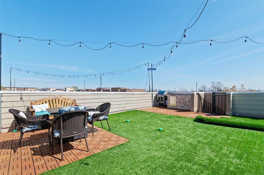 ROOFTOP VIEWS, CITY VIBES and a LOCATION that keeps you close to everything! This THREE-STORY condo puts you right in the middle of the Dallas action while giving you the perfect place to relax, entertain & take in the skyline. Step inside to an open, light-filled layout where gorgeous HARDWOOD FLOORS & MODERN LIGHT FIXTURES set the tone. The living spaces feel BRIGHT & effortless thanks to MOTORIZED WINDOW BLINDS in the living room & bedroom. You can control the light (& the mood) with the touch of a button! And when it comes to comfort, you’re covered with NEW AIR CONDITIONERS installed in 2023. In the kitchen, you’ll find plenty of PREP SPACE, ABUNDANT CABINETRY & a new deep DROP-IN-SINK that adds a touch of everyday luxury. The primary suite is a true escape, featuring a beautifully RENOVATED ENSUITE with a luxurious OVERSIZED SHOWER and DUAL SINKS. But the real showstopper? Your PRIVATE ROOFTOP PATIO. It’s been recently upgraded with turf, deck tiles, elastomeric coating, string lights & a convenient dry bar. This rooftop was made for sunset hangs, weekend gatherings & soaking in the skyline! Even the garage has been thoughtfully upgraded with improved lighting & a CEILING STORAGE RACK. You’ll love the extra space to stay organized! The LOCATION is hard to beat. You’re minutes from downtown Dallas & walking distance to Lower Greenville and Henderson, where some of the city’s best restaurants, nightlife & local boutiques are always buzzing. Plus, CHUY'S is right across the street! The legendary Tex-Mex & that famous creamy jalapeño dip are practically part of the neighborhood! Whether you’re hosting rooftop get-togethers, heading out for a night on the town or enjoying a quiet evening at home, this condo puts you right in the middle of the action…with your own private RETREAT waiting upstairs. City life looks good on you. Come SEE it for yourself!