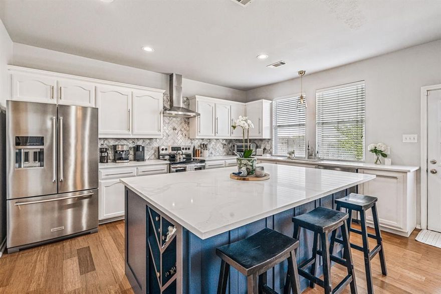 Located in the highly sought-after Blue Haze Elementary zone and minutes from major highways, Lockheed, shopping, and dining, this beautifully upgraded and meticulously maintained home stands out as one of the most improved in the neighborhood with no direct neighbors behind you. The open-concept living and kitchen area features timeless bamboo flooring, abundant natural light, marble backsplash, quartz countertops, a custom island with wine storage, stainless steel appliances, updated fixtures and hardware, and a spacious pantry, with a formal dining room complete with a lovely chandelier and a large under-stairs storage closet. Upstairs offers an additional bonus living area currently used as an office, along with generously sized bedrooms featuring walk-in closets and an expansive primary suite with impressive ceiling height, a soaking tub, separate walk-in shower, dual vanity, and rain showerhead. The home has been thoughtfully enhanced with new ceiling fans, additional storage solutions, fresh interior and exterior landscaping, and a redesigned backyard fire pit area with crushed granite, perfect for entertaining or unwinding at the end of the day. A fruit-bearing peach tree, included high-end stainless steel appliances, and the benefit of no HOA make this property even more appealing. With modern finishes, excellent curb appeal, smart interior layout, and true move-in-ready condition, this home offers exceptional value in a prime and rapidly growing area. Ask the listing agent for the full list of upgrades and the property video.