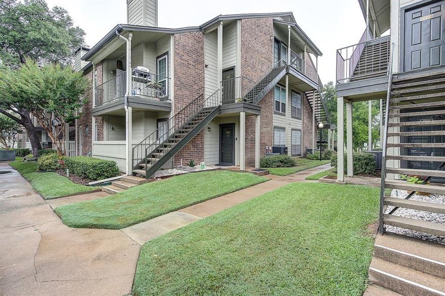 Welcome to the luxurious one bedroom, one bath, 1st floor condominium home situated in the heart of Dallas. Enjoy a spacious light and bright living area, large master with en-suite bath and walk in closet, galley kitchen with quartz countertops, and full size utility room. This is a corner rear secluded unit facing the golf course with a very peaceful patio and wonderful view of the golf course. This home is near shopping, restaurants and transportation. A great property for your home and investment. All residents enjoy covered parking, a sparkling swimming pool, tennis courts, and a relaxing outdoor lounge area. Base monthly HOA fee is $260 and HOA pays for water, sewer, and trash. 36 months remaining of $50 per month special assessment.  Investors - per HOA, minimum lease term is six months. Refrigerator, washer, dryer convey. Furniture negotiable. One covered parking space at #41. Watch the walk through video for more details.