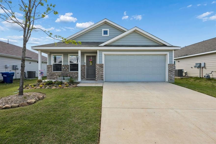 Welcome to this nearly new, single-owner Lennar home in the Honey Creek community of McKinney. Lived in for just two years, this home feels like new and includes a transferable builder’s warranty for added peace of mind.

The bright, open-concept floor plan features luxury vinyl flooring in the main living areas and plush carpet in the bedrooms. Freshly painted accent walls, 2-inch cordless blinds, curtains and ceiling fans enhance the inviting interior. The spacious kitchen offers beautiful granite countertops, black appliances with a gas range, MOEN kitchen faucet, drawer pulls on all cabinets, and a breakfast bar ideal for casual dining or entertaining.

The private primary suite provides a relaxing retreat with a walk-in closet, ensuite bath, and an upgraded rain shower head. Additional bedrooms offer flexibility for guests, a home office, or hobbies, with added shelving and rods in the closets to maximize storage.

Modern conveniences include a tankless water heater for instant, energy-efficient hot water, garage door opener with remote, and heavy-duty shelving in the garage for extra storage.

Step outside to a nicely landscaped, fenced backyard featuring a charming stamped concrete patio and portable patio gazebo—perfect for relaxing, grilling, or entertaining.

Residents of Honey Creek enjoy fantastic community amenities including a pool, playground, and scenic green spaces. Conveniently located near top-rated schools, parks, shopping, and dining, this home combines comfort, upgrades, and convenience in one of McKinney’s fastest-growing areas.