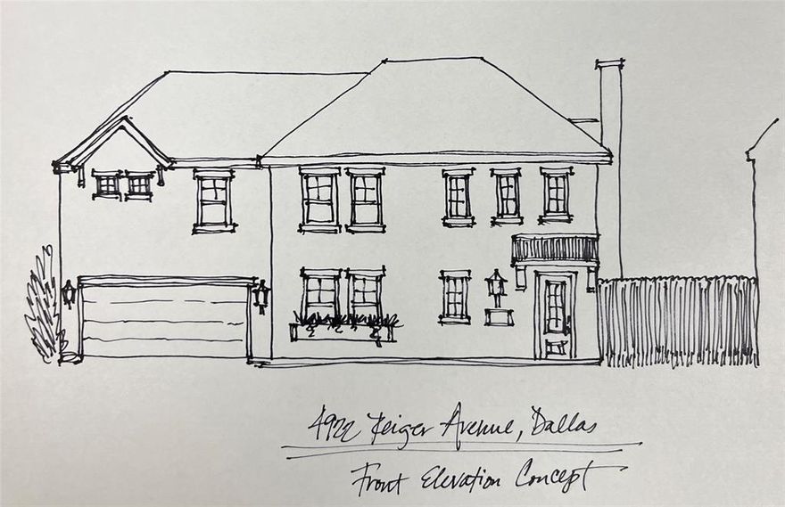 Use our provided inspiration, or come up with your own plans!  Choose your direction.  Extremely deep lot with allowance from the City of Dallas for three homes.  The concept plan provided is not approved, but was run by planning and zoning.  Would allow for three 3-bedroom, 2.1-bathroom, two story homes of approximately 1550 square feet each with a 15' x 23' yard.