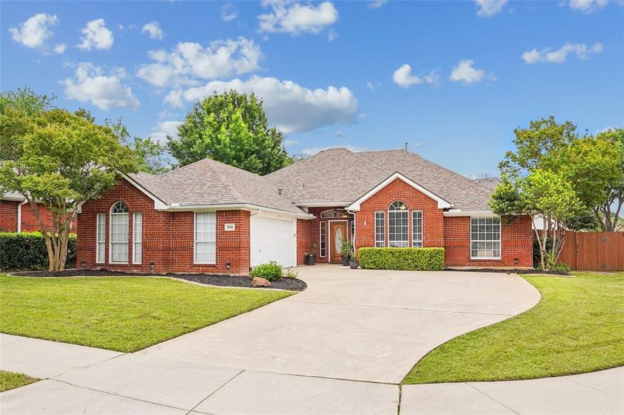 Located in a quiet cul-de-sac, this beautifully maintained single-story home offers the perfect blend of comfort, functionality, and inviting outdoor living. Beautiful curb appeal welcomes you with an extended private driveway leading to the home and a side-load two-car garage, providing added privacy and convenience. Thoughtfully designed with an open layout and high ceilings, the interior feels both spacious and connected, with abundant natural light pouring in through large windows.

The heart of the home is the open concept kitchen and living area, featuring an eat-in breakfast nook and a matching mobile island that provides additional prep space and flexibility. Fresh paint and modern updates, including granite countertops and refreshed cabinetry, create a clean, cohesive look that flows seamlessly into the main living area, ideal for both everyday living and entertaining. Recent improvements, including updated flooring, lighting, and major components, add to the home’s overall value and peace of mind.

Step outside to a backyard designed for relaxation, with ample space to enjoy and a calming water feature complemented by a dedicated sitting area along the back and side of the home. Whether hosting or unwinding, this outdoor space offers a unique extension of the home.

Conveniently located just minutes from shopping, dining, entertainment, and everyday conveniences, with close proximity and walkability to elementary, middle, and high schools.

A well-rounded property that combines location, updates, and livability, move-in ready for its next chapter to make your own.