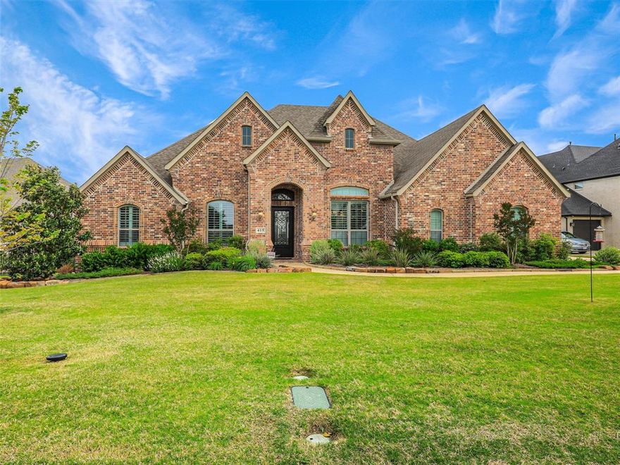 Beautifully designed and exceptionally well planned, this 4 bedroom, 3 bath one story home combines luxury finishes with everyday functionality.  The private study features custom wood cabinetry and stunning 12-foot coffered ceilings, creating an impressive space for work and relaxation. Elegant Dining Room with 12-foot coffered ceilings and rich wood Butlers Pantry makes entertaining easy.  The kitchen is thoughtfully positioned with beautiful views to the spacious patio with fireplace and resort style pool, and open to the dining and great room space - perfect for entertaining and daily living.  Chef will be inspired in the well appointed kitchen offering professional grade Thermador appliances, enormous island, and walk in pantry. Secluded Primary Suite offers a true retreat with spa-inspired bath and seamless flow from oversized closet to the laundry room.  4th Split Bedroom could flex into a second primary bedroom with walk-in closet and easy access to full bath.  Additional secondary bedrooms also split and are served by a full 3rd bath. Additional highlights to this perfect haven include generous storage - even stairs in 3 garage to attic. Smart design in every space with timeless craftsmenship & luxury details.  Pool and separate spa create a space for relaxation and entertainment throughout much of the year.  Landscape creates a luxurious environment and water features and sound system add to the paradise.  Third garage bay is 16x22 with stairs leading to attic.  Generac 24 kw generator for uninterupted power and built in pest control system throughout the home.